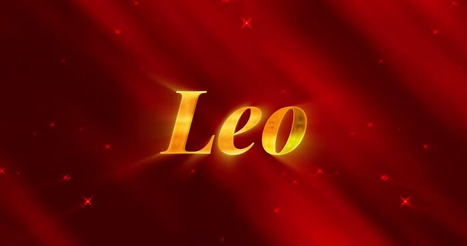Leo text - Background Red with Golden Text concept Elegant background
