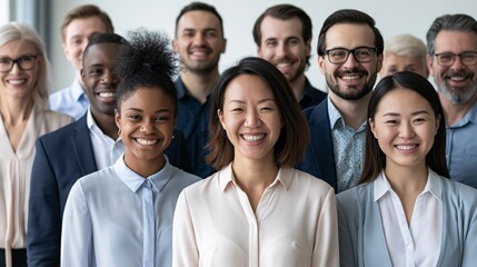 Fototapeta premium Happy Business Team Laughing Together in Modern Office