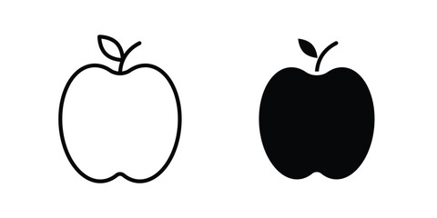 Fototapeta premium Apple icon illustration design vector set in black.