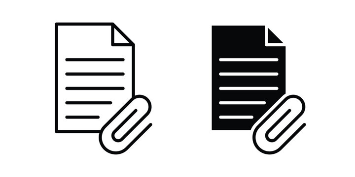 Attach document icon illustration design vector set in black.