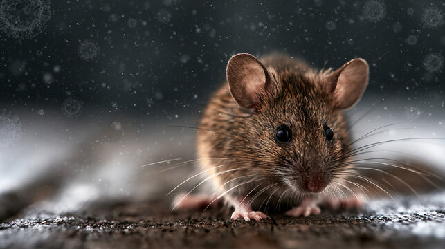 Wild mouse carrying hantavirus disease concept