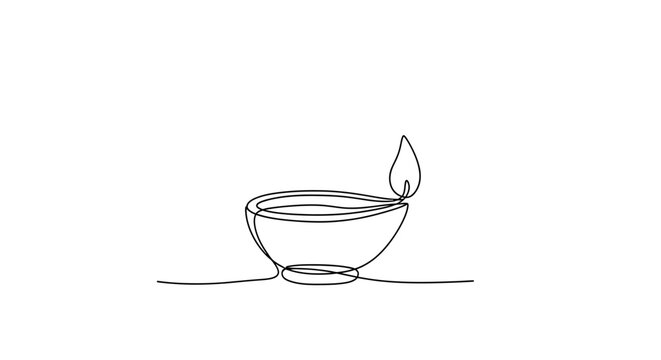 Minimalist Line Art Illustration of a Candlestick with a Flame in a Continuous Black Line Design
