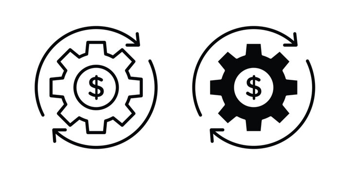 Costs optimization icon illustration design vector set in black.