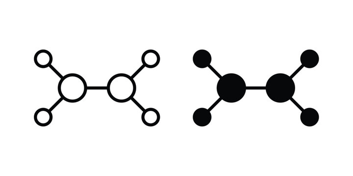 Ethylene molecule icon illustration design vector set in black.