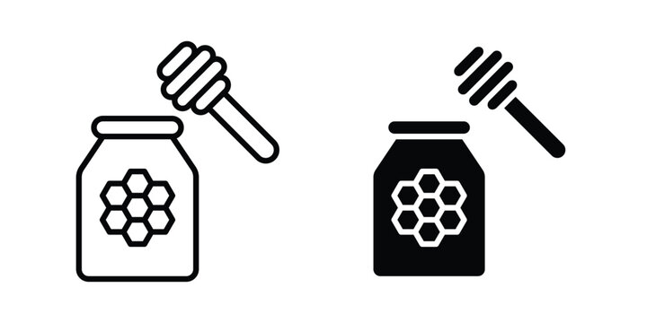 Honey jar icon illustration design vector set in black.