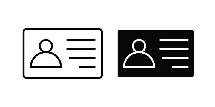 ID badge icon illustration design vector set in black.