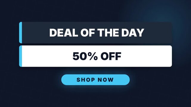 Daily Deal Promotion: 50 Off Discount with Shop Now Button.