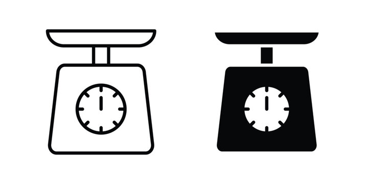 Kitchen scales icon illustration design vector set in black.