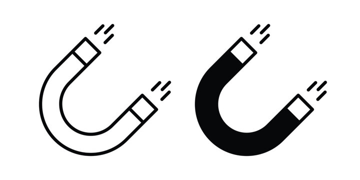 Magnet icon illustration design vector set in black.