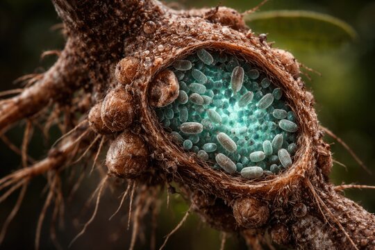 Root nodule hosting symbiotic bacteria performing nitrogen fixation process