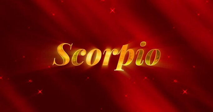 Scorpio text - Background Red with Golden Text concept Elegant background