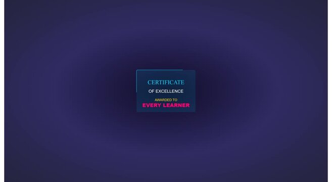 Digital certificate of excellence animation for online education animation