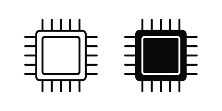 Processor icon illustration design vector set in black.