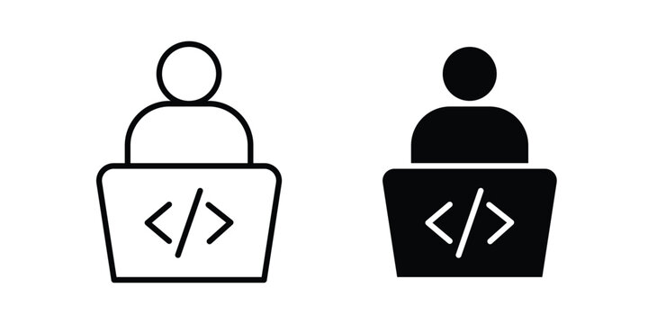 Programmer icon illustration design vector set in black.