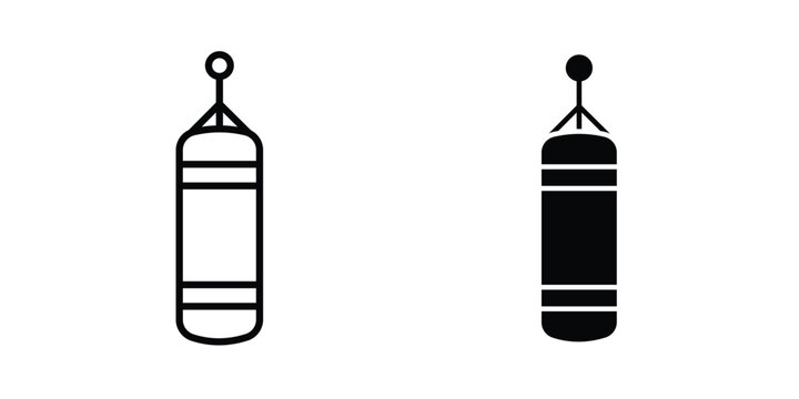 Punching bag icon illustration design vector set in black.