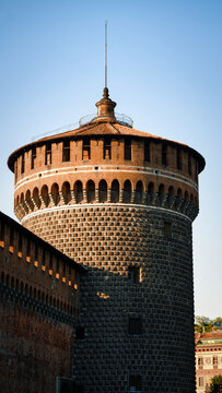 Side Circular Bastion of Sforza Castle in Milan