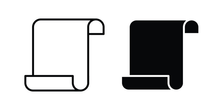 Scroll paper icon illustration design vector set in black.