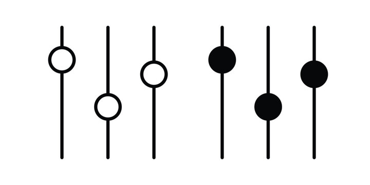Settings sliders icon illustration design vector set in black.
