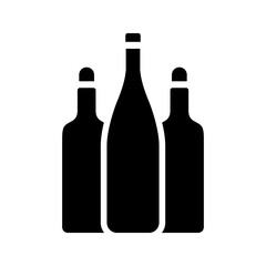 Naklejka premium Wine bottle icon. Food and wine filled symbol. Black and white.