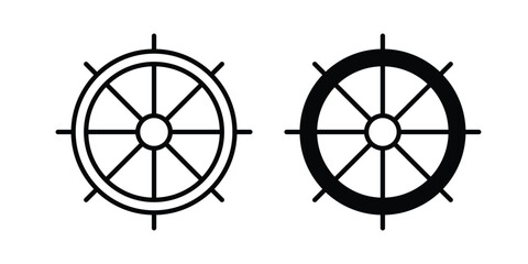 Ship wheel icon illustration design vector set in black. © Bell