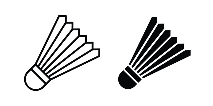 Shuttlecock icon illustration design vector set in black.