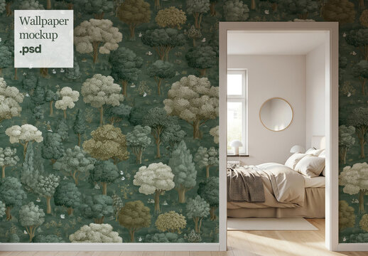 Hallway wall, wallpaper mockup