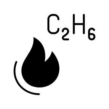 Ethane gas icon. Science and hydrocarbon filled symbol. Black and white.
