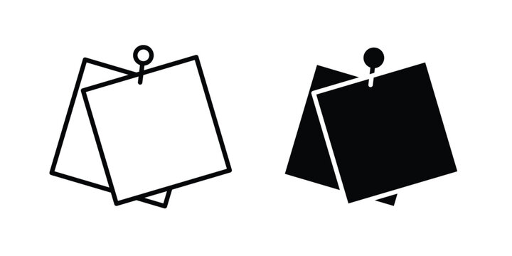 Sticky notes icon illustration design vector set in black.