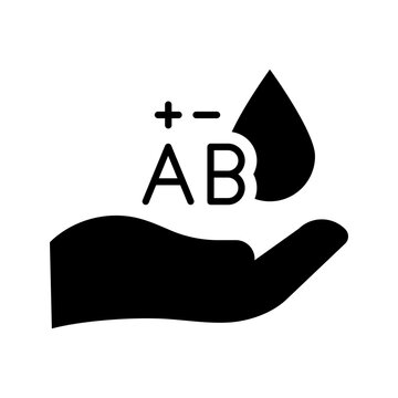 Blood type ab icon. Healthcare and hematology filled symbol. Black and white.
