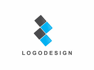 Fototapeta premium Abstract Vertical Diamond Logo Design with Blue and Gray Tiles for Technology, Innovation, and Modern Corporate Identity