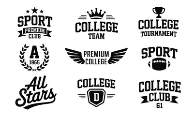 Fototapeta premium Vintage College Sport and Academic Club Badge Collection with Retro Varsity Logo Designs