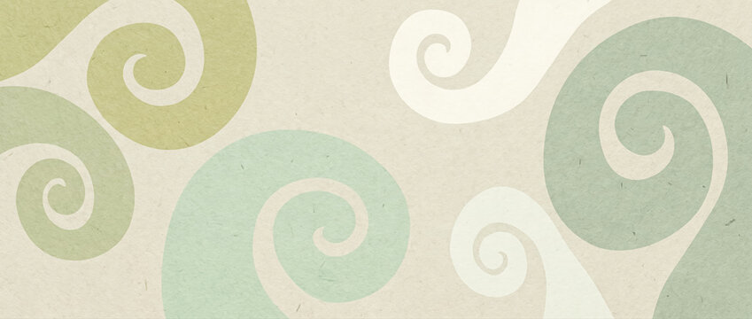 New Zealand koru spiral background in soft pastel tones, abstract Māori inspired pattern design. 