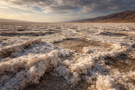 Wide landscape image illustrating surplus salt levels visibly