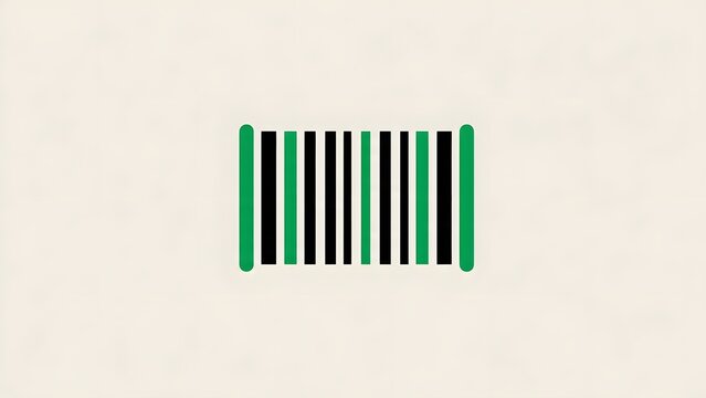 Colorful Barcode Illustration Centered on Light Beige Background