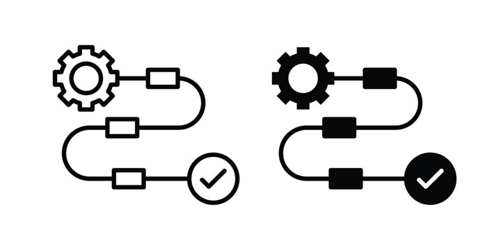 Workflow process icon illustration design vector set in black.