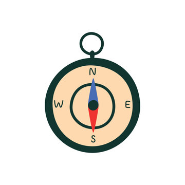 Compass. Children toy for playing outside. Orienteering on territory. Direction. Isolated vector illustration.