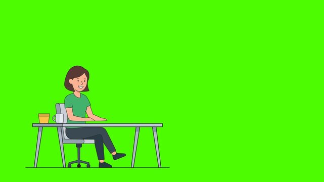 Looping animation of a remote onboarding employee working from home and attending a virtual meeting, perfect for corporate videos and training content.