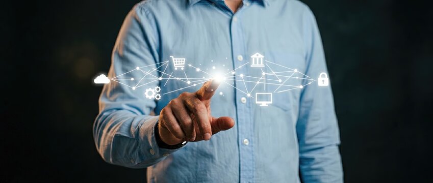 Innovative digital interaction virtual environment conceptual touchpoint user engagement technology visualization futuristic perspective