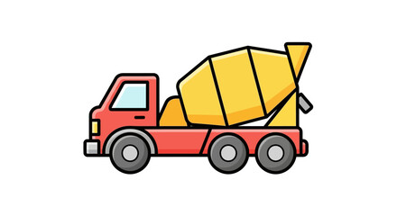 Fototapeta premium Flat Design Concrete Mixer Truck Icon Isolated on White Background for Construction Projects