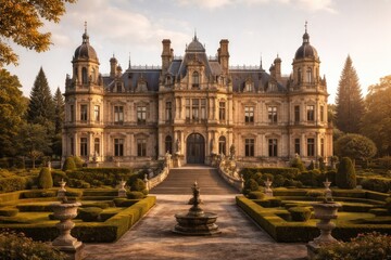 Naklejka premium Grand historic mansion with regal features