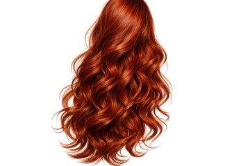 Naklejka premium Red long wavy hair isolated on clean white background great for beauty campaign concepts