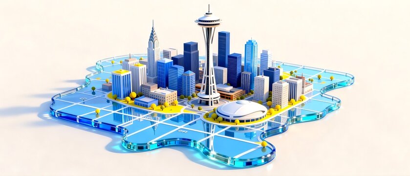 Miniature Isometric Futuristic Urban Cityscape Model