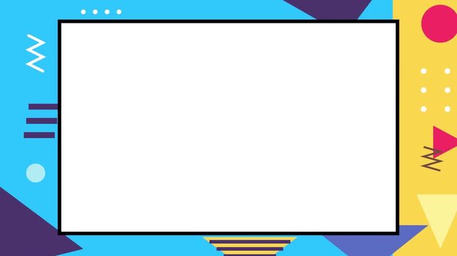 Colorful geometric abstract animation with central white frame for presentation backgrounds and creative media intros.