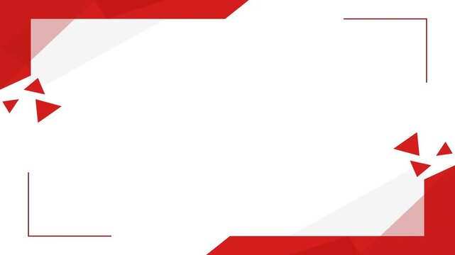 Red geometric polygonal border on white background with clean animated frame for professional corporate branding and presentation.