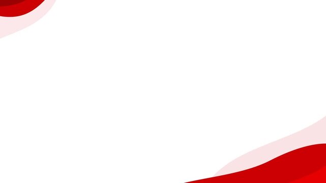 Abstract red flowing waves on white background creating a minimalist frame for professional presentation and copy space.