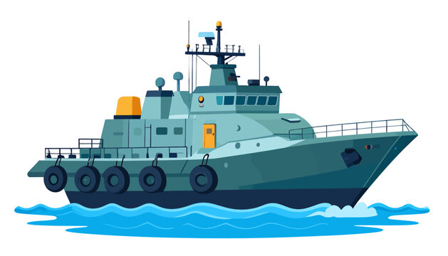 Modern military patrol boat navigating the ocean waves.