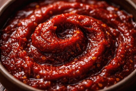 Close up of rich and spicy Korean chili paste gochujang