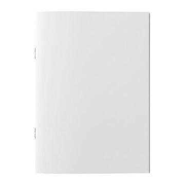 Closed blank white brochure or magazine mockup with staple binding. Isolated on transparent background, png