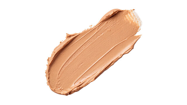 Smear of cosmetic cream or beige liquid foundation for beauty skincare and makeup product advertising isolated on transparent background cut out