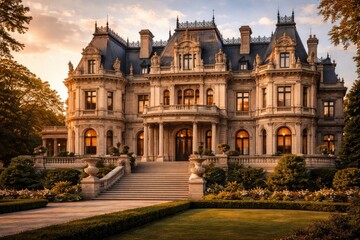 Fototapeta premium Grand historic mansion featuring elaborate craftsmanship